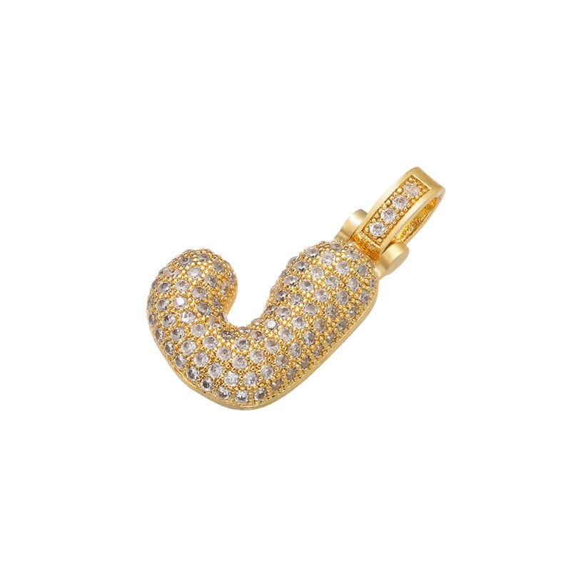 Gold Paved Stone Balloon Letter Pendant