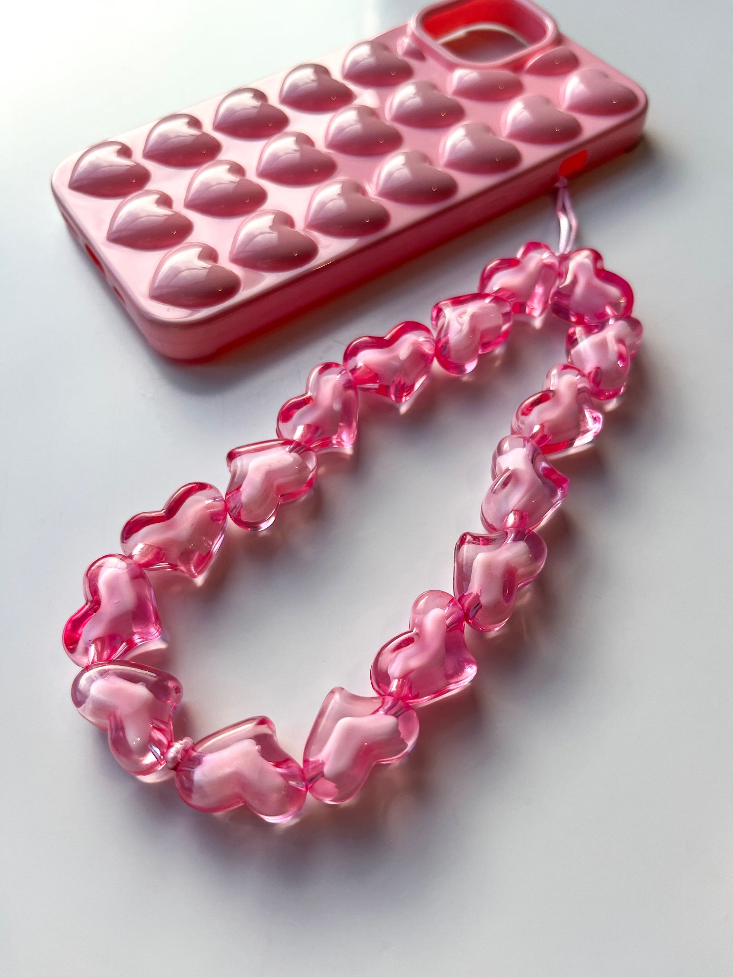 Chunky Pink Hearts Phone Charm