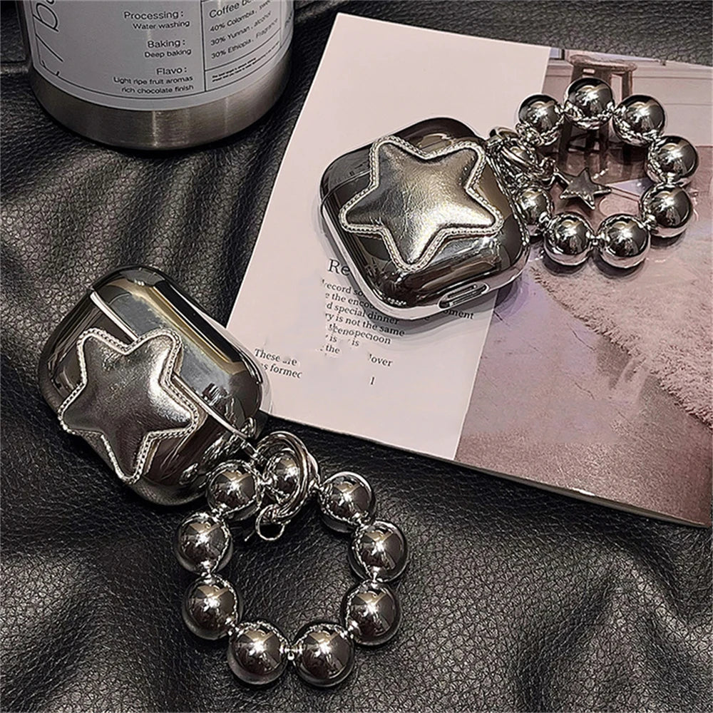 3D Star Electroplate Silver AirPods Case