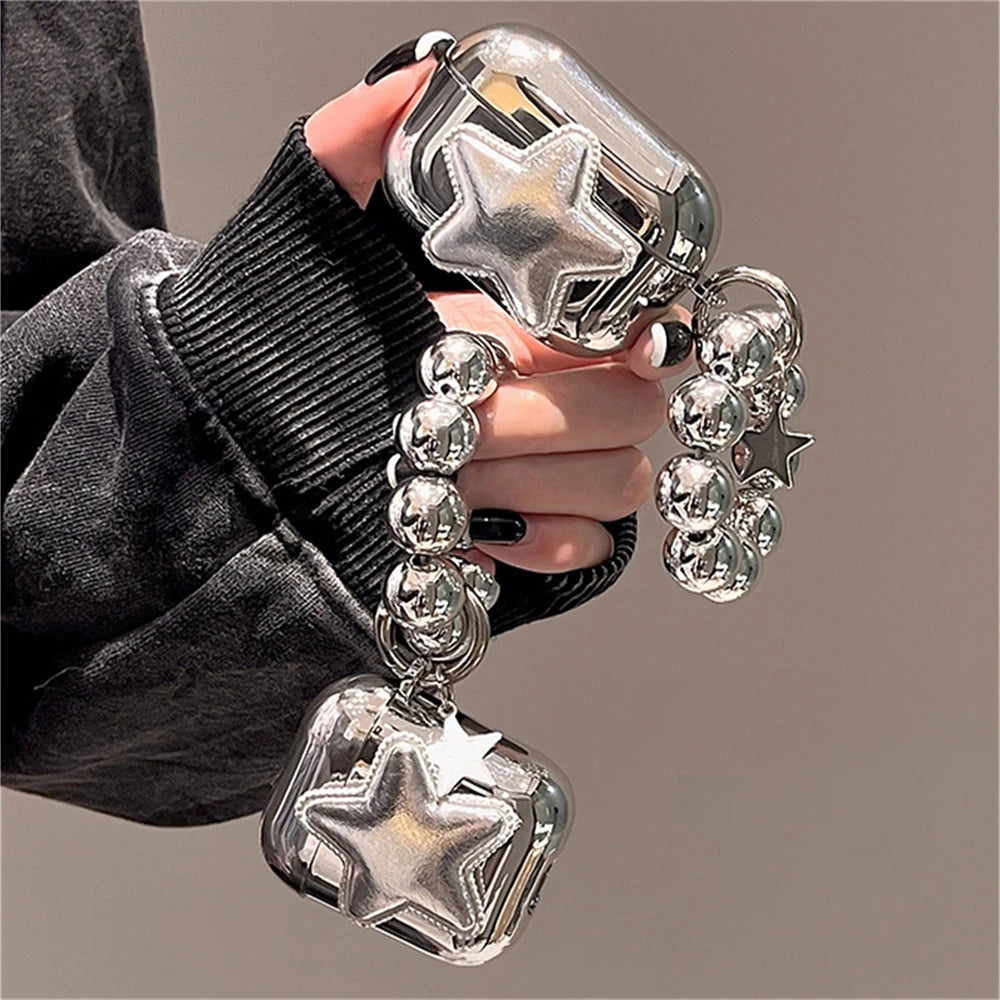 3D Star Electroplate Silver AirPods Case