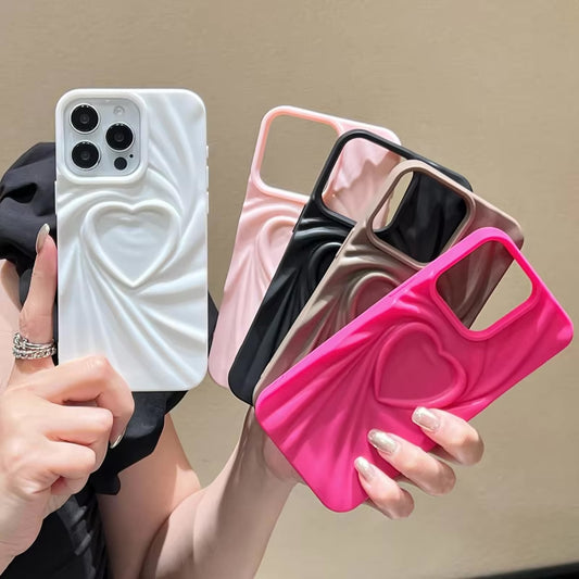 3D Love Heart Wrinkle iPhone Case